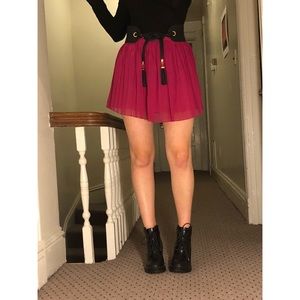 Pink chiffon pleated mini skirt